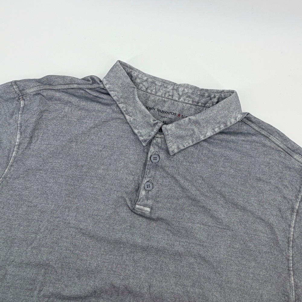 John Varvatos USA Mens XL Gray‎ Faded Garment Dye Short Sleeve Jersey Polo Shirt